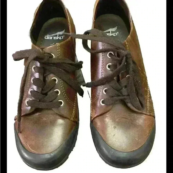 Dansko Veda Oxford Vegan Lace Up Clog Brown Sneakers Size US 8.5 (38) - Picture 1 of 5